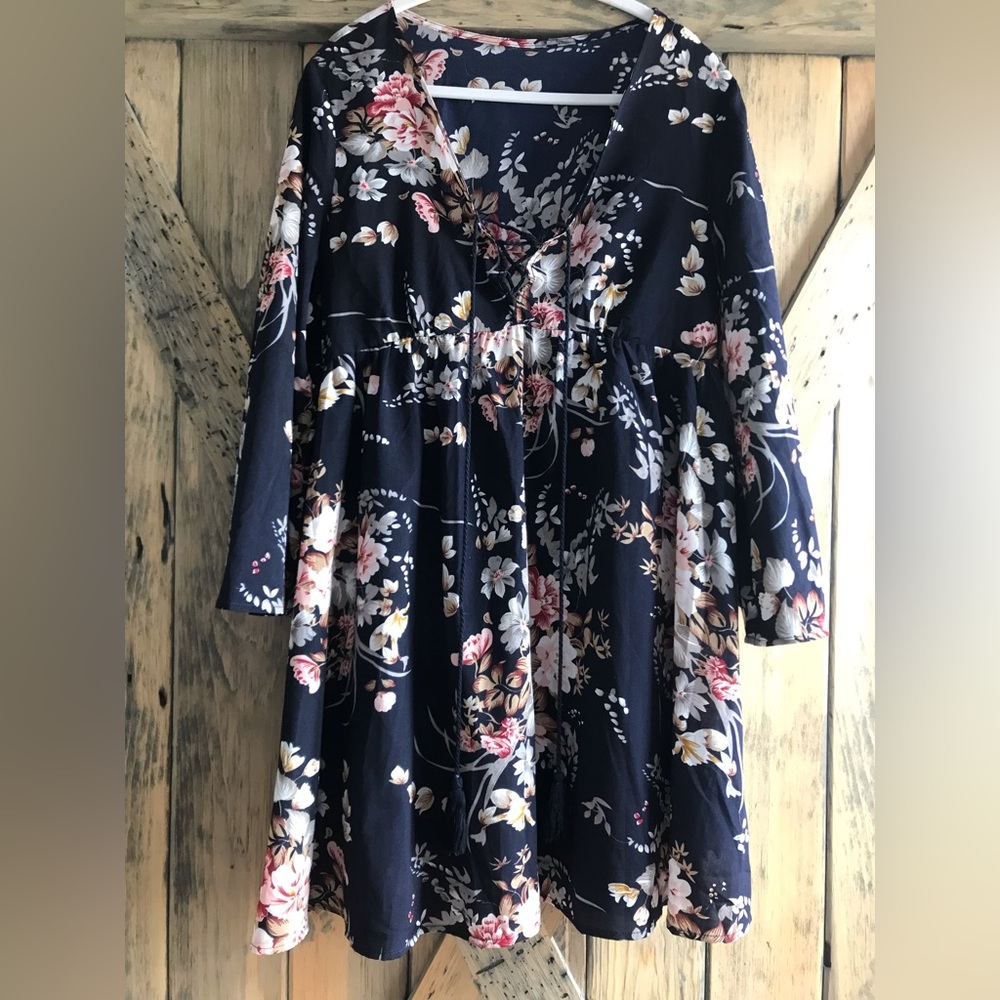 Bohemian blue floral dress